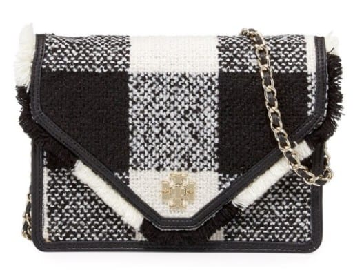 Tory Burch Kira Tweed Crossbody Bag, Black/White • $395 